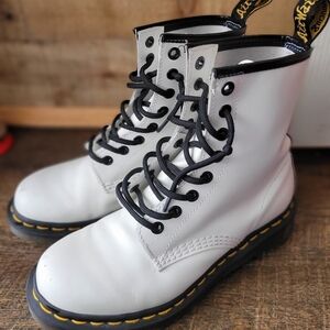 White Leather Lace-Up Doc Marten Boots